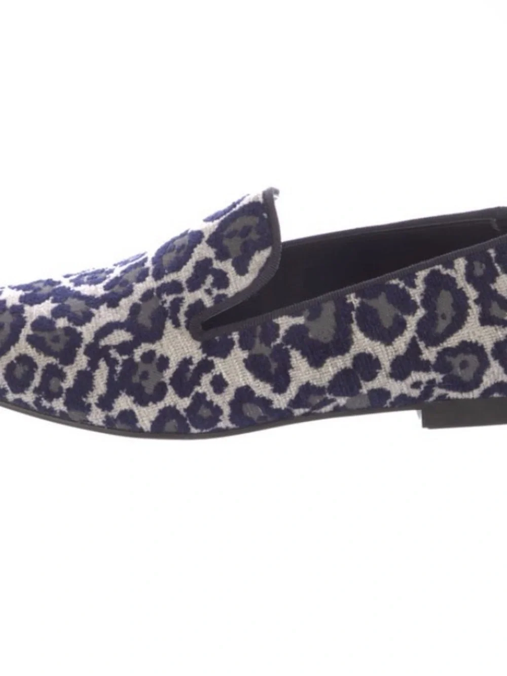Stella McCartney Blue and Gray Leopard Jacquard Loafers